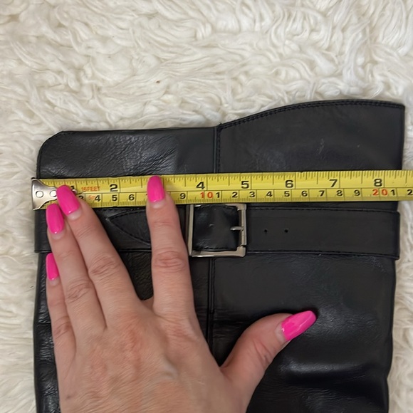 LAMICA OVER-THE-KNEE Genuine Leather Black BOOTS WITH STRAP WIDE CALF - Picture 10 of 12